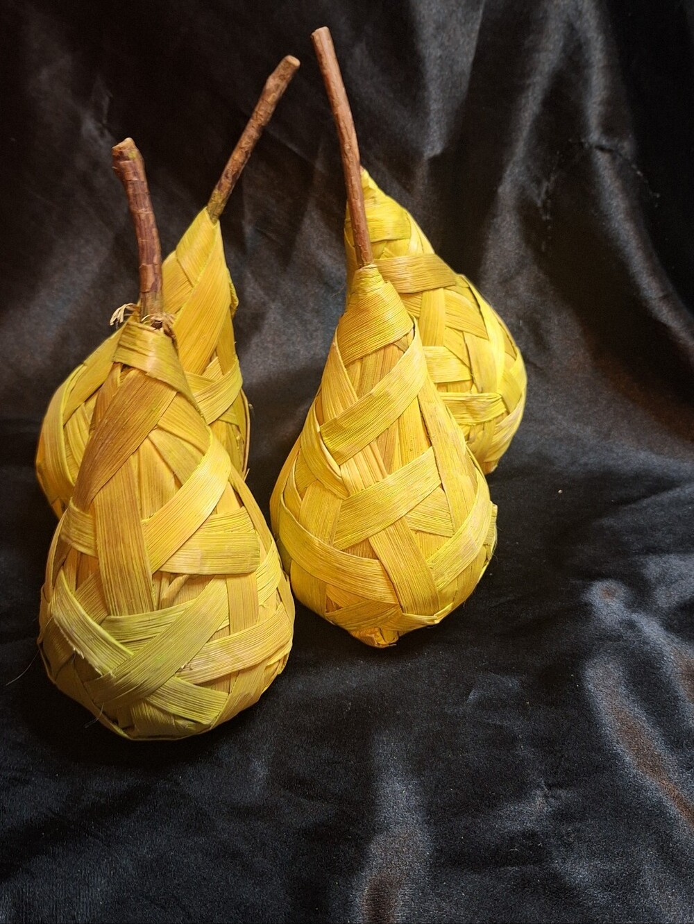 Set of 4 Palm Frond Pears~Hand Woven~Basketweave~Boho Chic~Rustic